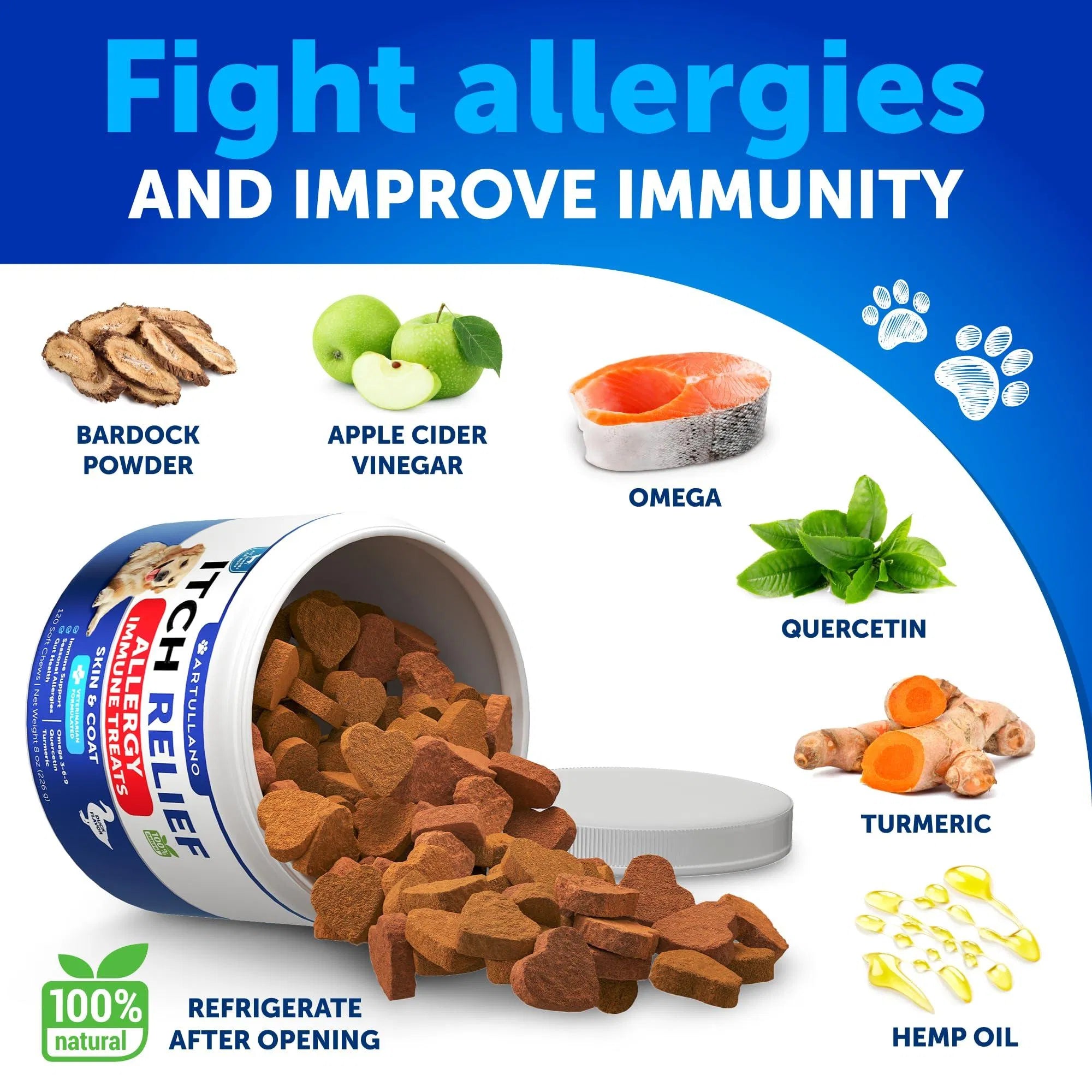 Dog Allergy Relief Chews Itching Skin Relief For Dogs Fish Oil 3 Seasonal Allergies Pills Skin & Coat Anti ItchHot Spots Treatment Canine Immune Health Supplement 120 Soft Treats