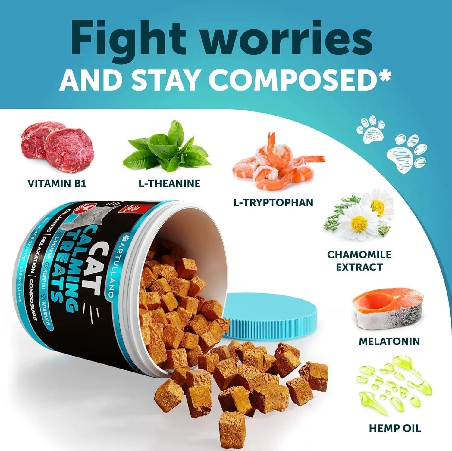 Do Not Sell On Amazon Hemp Cat Calming Treats For Stress & Anxiety Relief Cat Kittens Melatonin