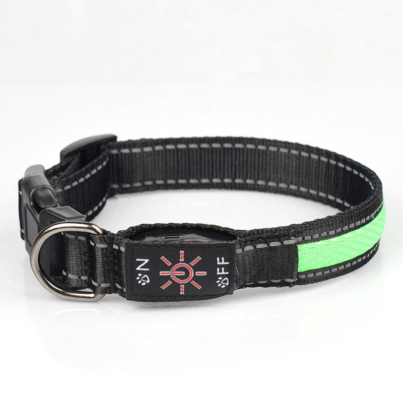 LED Luminous Nylon Mesh Pet Collar Type-c Charging Port Waterproof Dog